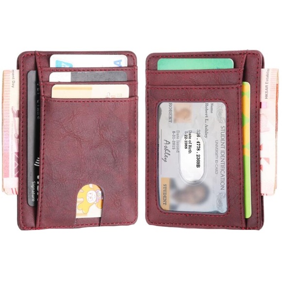 Slim RFID Blocking Vegan Leather Wallet Credit ID - Picture 7 of 16